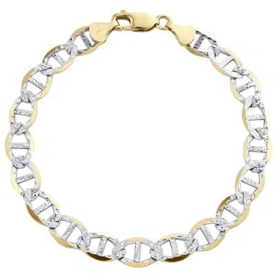 Pre-owned Jfl Diamonds & Timepieces 10k Yellow Gold 7.50mm Diamond Cut Solid Anchor Mariner Link Bracelet 8-9 Inch