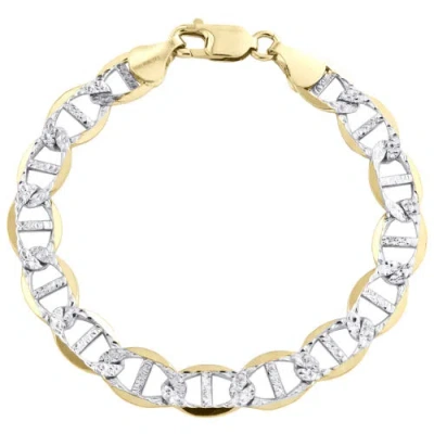 Pre-owned Jfl Diamonds & Timepieces 10k Yellow Gold 9.25mm Diamond Cut Solid Anchor Mariner Link Bracelet 8-9 Inch