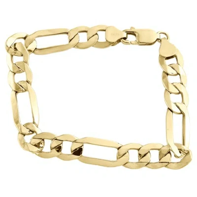 Pre-owned Jfl Diamonds & Timepieces 10k Yellow Gold 9.80mm Plain Hollow Fiagro Link Bracelet Lobster Clasp 8-9 Inch