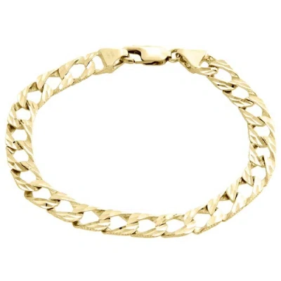 Pre-owned Jfl Diamonds & Timepieces 10k Yellow Gold Diamond Cut Textured Miami Cuban Link 7.75mm Fancy Bracelet 8.5"