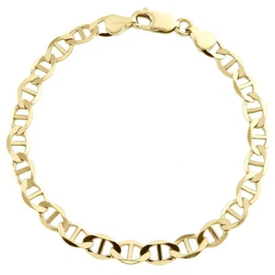 Pre-owned Jfl Diamonds & Timepieces 10k Yellow Gold Mens 6mm Plain Solid Anchor Mariner Link Bracelet 8-9 Inches