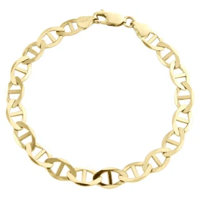 Pre-owned Jfl Diamonds & Timepieces 10k Yellow Gold Mens 7.50mm Plain Solid Anchor Mariner Link Bracelet 8-9 Inches