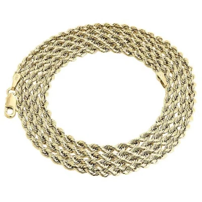 Pre-owned Jfl Diamonds & Timepieces 10k Yellow Gold Mens Or Ladies Hollow Rope Chain Necklace 3 Mm 16" - 30" Inches