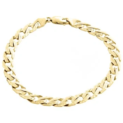 Pre-owned Jfl Diamonds & Timepieces 10k Yellow Gold Solid Fancy Link 7mm Brushed Matte Texture Mens Bracelet 8.5"