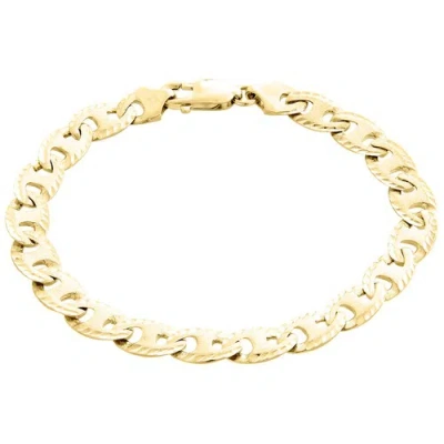 Pre-owned Jfl Diamonds & Timepieces 10k Yellow Gold Solid Puff Anchor Mariner 8.25mm Matte Fancy Link Bracelet 8.5"