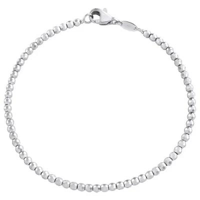 Pre-owned Jfl Diamonds & Timepieces 14k White Gold 2.50mm Diamond Cut Textured 3d Moon Cut Bead Link Bracelet 7.50"