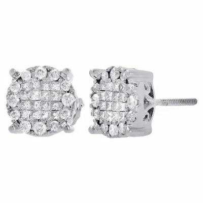 Pre-owned Jfl Diamonds & Timepieces 14k White Gold Baby Princess Diamond Soleil Style Circle Stud Earrings 1/2 Ct.