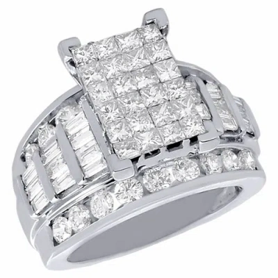 Pre-owned Jfl Diamonds & Timepieces 14k White Gold Princess Cut Diamond Cinderella Wedding Engagement Ring 3 Ct.