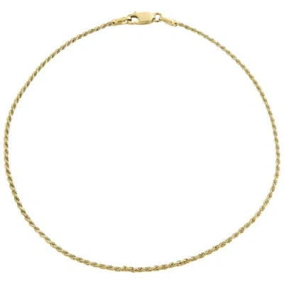 Pre-owned Jfl Diamonds & Timepieces 14k Yellow Gold 1mm Solid Diamond Cut Rope Link Bracelet Lobster Clasp 7-8 Inch