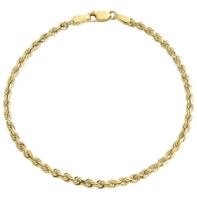 Pre-owned Jfl Diamonds & Timepieces 14k Yellow Gold 2.50mm Solid Diamond Cut Rope Bracelet Lobster Clasp 7-8 Inch