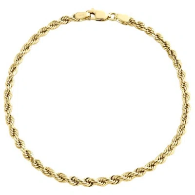 Pre-owned Jfl Diamonds & Timepieces 14k Yellow Gold 3mm Solid Diamond Cut Rope Link Bracelet Lobster Clasp 7-9 Inch