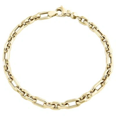 Pre-owned Jfl Diamonds & Timepieces 14k Yellow Gold Oval Rolo Rectangle Italian Link 5mm Statement Bracelet 7.50"