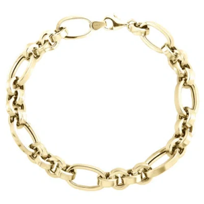 Pre-owned Jfl Diamonds & Timepieces 14k Yellow Gold Oval Rolo Rectangle Italian Link 8mm Statement Bracelet 7.50"