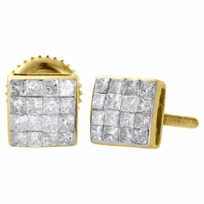 Pre-owned Jfl Diamonds & Timepieces 14k Yellow Gold Princess Diamond Studs 5.60mm Mini Square Earrings 0.38 Ct. In White