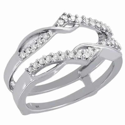 Pre-owned Jfl Diamonds & Timepieces Diamond Enhancer Wrap Solitaire Engagement Ring Swivel 10k White Gold 0.25 Ct