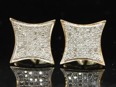 Pre-owned Jfl Diamonds & Timepieces Diamond Studs Kite Shape Pave Earrings .925 Sterling Silver 1/5 Ct In White