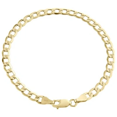 Pre-owned Jfl Diamonds & Timepieces Genuine 10k Yellow Gold 4.50mm Hollow Plain Cuban Curb Link Bracelet 7-9 Inches