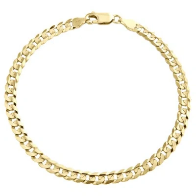 Pre-owned Jfl Diamonds & Timepieces Genuine 14k Yellow Gold 4.50mm Solid Plain Curb Cuban Link Bracelet 7 - 9 Inch