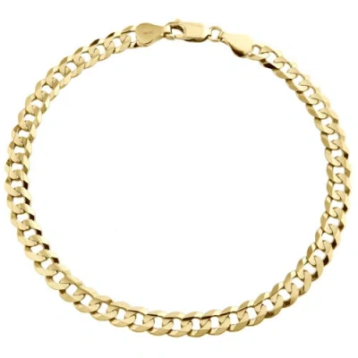 Pre-owned Jfl Diamonds & Timepieces Genuine 14k Yellow Gold 5.50mm Solid Plain Curb Cuban Link Bracelet 8 - 9 Inch