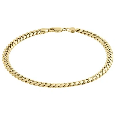 Pre-owned Jfl Diamonds & Timepieces Men's Real 10k Yellow Gold Handmade Solid Miami Cuban Link 4mm Bracelet 8" & 9"