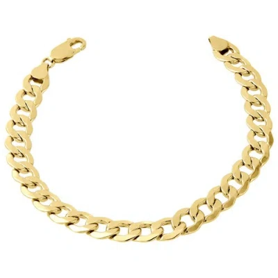 Pre-owned Jfl Diamonds & Timepieces Men's Real 10k Yellow Gold Hollow Cuban Curb Link 6.50mm Bracelet 8" & 9"
