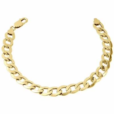 Pre-owned Jfl Diamonds & Timepieces Men's Real 10k Yellow Gold Hollow Cuban Curb Link 9.50mm Bracelet 8" - 9"