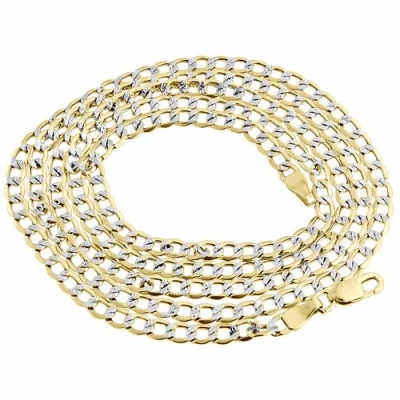 Pre-owned Jfl Diamonds & Timepieces Mens 10k Yellow Gold Diamond Cut Curb Cuban Chain Necklace Pave 3.5mm 16-30 Inch