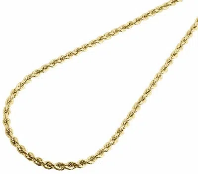 Pre-owned Jfl Diamonds & Timepieces Mens Ladies 1/10th 10k Yellow Gold 3mm Hollow Rope Chain Necklace 16-30 Inch