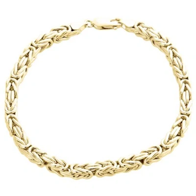 Pre-owned Jfl Diamonds & Timepieces Mens Real 10k Yellow Gold Hollow Byzantine Box Link Weave Bracelet 4.85mm | 9"