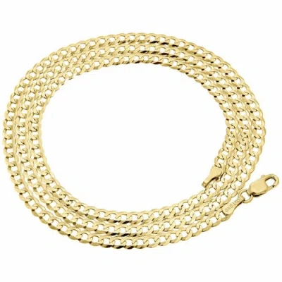 Pre-owned Jfl Diamonds & Timepieces Real 10k Yellow Gold 3.0mm Solid Plain Cuban Link Style Chain Necklace 16-28"