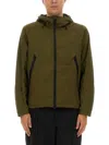 Jg1 Textured Nylon Hooded Jacket In Military Green
