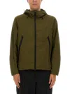 Jg1 Textured Nylon Hooded Jacket In Military Green