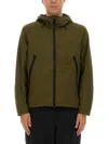 Jg1 Textured Nylon Hooded Jacket In Military Green