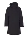 Jg1 Long Hooded Jacket Adjustable Hem In Black