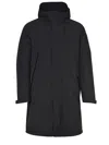 Jg1 Long Hooded Jacket Adjustable Hem In Black