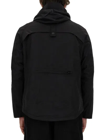 Jg1 Hooded Textured Nylon Jacket In Black