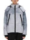 Jg1 Textured Oversized Jacket With High Collar In White