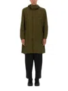 Jg1 Long Green Nylon Parka With Design In Green