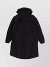 Jg1 Long Quilted Jacket With Hood And Pocket In Black