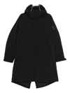 Jg1 Long Hooded Jacket Adjustable Hem In Black