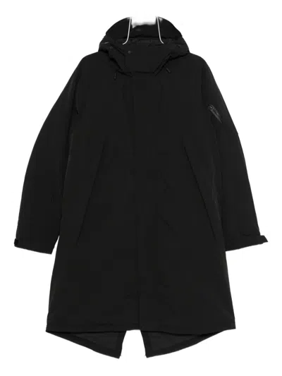 Jg1 Long Hooded Jacket Adjustable Hem In Black