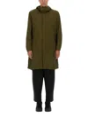 Jg1 Long Green Nylon Parka With Design In Military Green