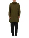Jg1 Long Green Nylon Parka With Design In Military Green