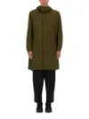 Jg1 Long Green Nylon Parka With Design In Military Green