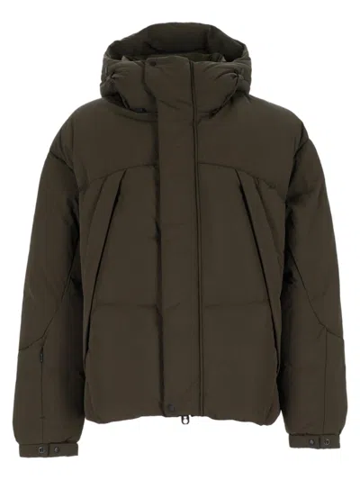 Jg1 Padded Quilted High Collar Hooded Casual Jacket In Green