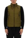 Jg1 Green Padded Vest With High Collar In Green