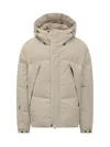 Jg1 Yves Salomon Beige Hooded Down Jacket In White