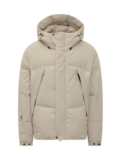 Jg1 Yves Salomon Beige Hooded Down Jacket In White