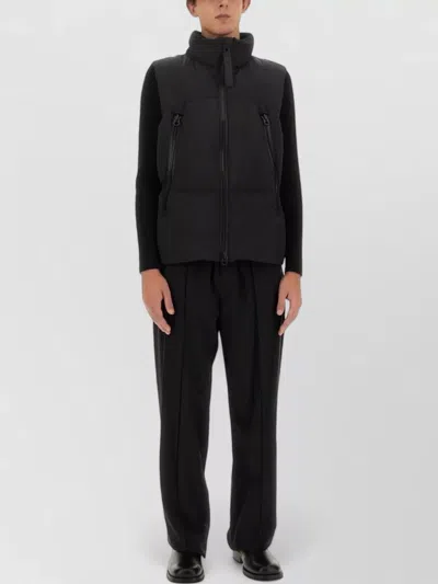 Jg1 High Collar Padded Jacket Zip Pockets In Black
