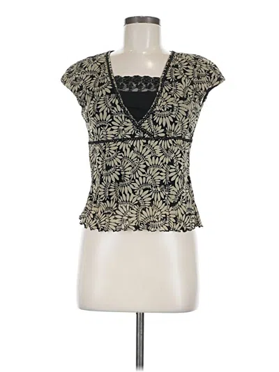 Pre-owned Jh Collectibles Short Sleeve Top Black Plunge Neckline Tops